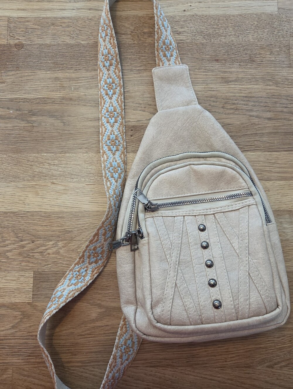Casual Beige Crossbody Sling Bag